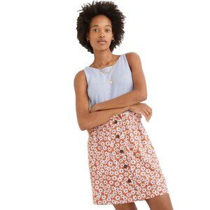Madewell Size M Skirt Mini Orange Falling Daisies Paperbag Casual Pockets Floral